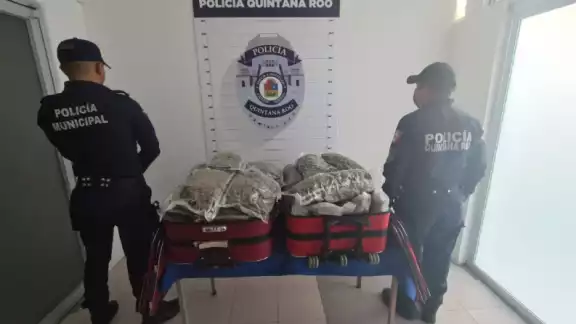 Las autoridades dieron a conocer que aseguraron 47 paquetes con enervantes en dos maletas, Las autoridades dieron a conocer que aseguraron 47 paquetes con enervantes en dos maletas,