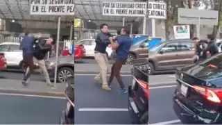 Debido a un supuesto incidente de tránsito vial, un par de automovilistas se enfrascaron en una pelea que fue captada en video.