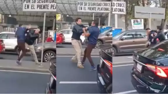 Debido a un supuesto incidente de tránsito vial, un par de automovilistas se enfrascaron en una pelea que fue captada en video.