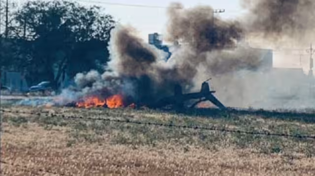 Un helicóptero de la Secretaría de Seguridad de Aguascalientes se desplomó en la zona norte de la ciudad de Jesús María