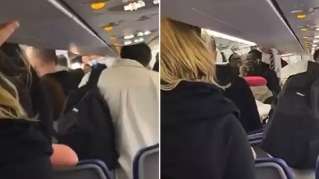 La pelea ocurrió pocos minutos después de el avión aterrizara, debido a que dos de los pasajeros iban a ser detenidos por su comportamiento durante el vuelo