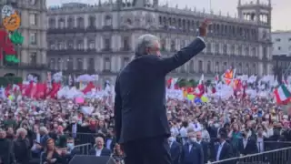 Presidente AMLO en el Zócalo de la Ciudad de México
