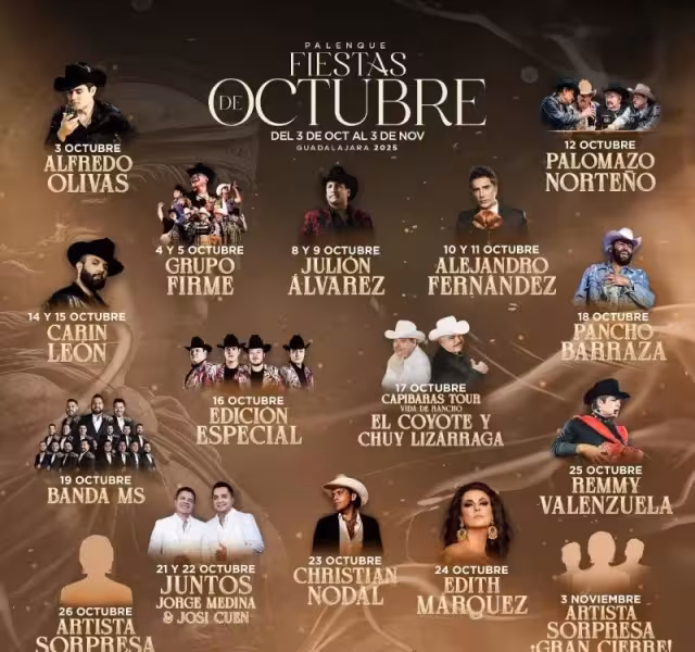 ¿Cuándo estará tu artista favorito en las Fiestas de Octubre?