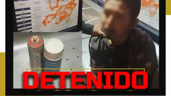 El joven fue detenido infraganti cuando causaba daño a la propiedad El joven fue detenido infraganti cuando causaba daño a la propiedad