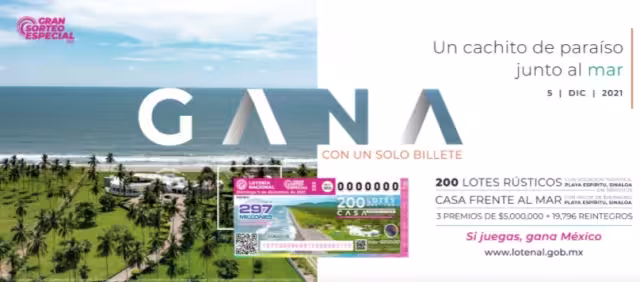 El premio mayor es una casa con frente al mar, en playa Espíritu, en Sinaloa