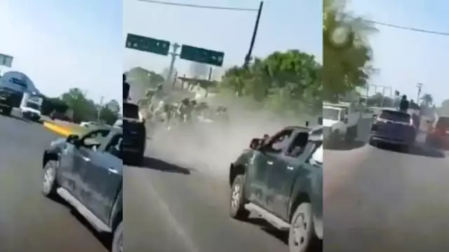El comando armado persiguió al convoy militar por la autopista Siglo XXI. Foto: Captura de pantalla