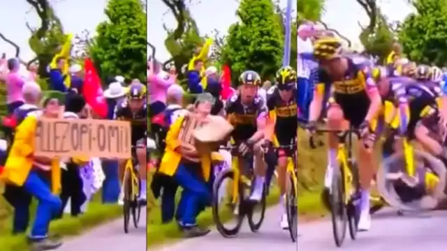 Fanática causa accidente que deja fuera de la carrera a un competidor