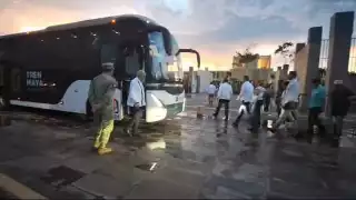 AMLO regresó a la estación de Chichén Itzá para viajar en el Tren Maya rumbo a Teya