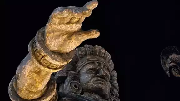 Así luce la estatua de Chaac en Telchac Puerto Así luce la estatua de Chaac en Telchac Puerto