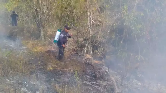 Bomberos tuvieron que acudir a controlar el fuego en Buctzotz