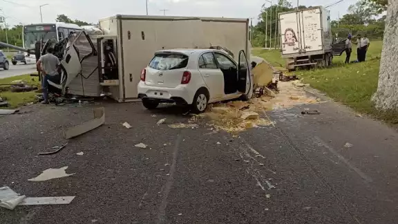 Tras la carambola una una persona resultó lesionada en el lugar del los hechos
