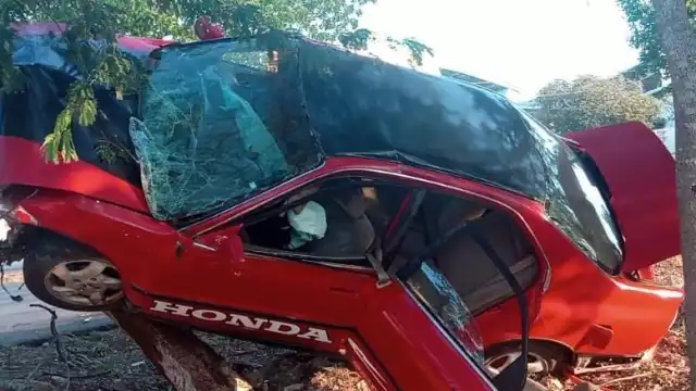 El conductor dormitó al volante y se salió de la carretera