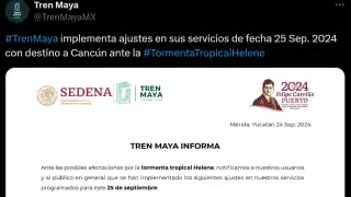 Suspenden servicios de Tren Maya   de la estación  Cancún Aeropuerto  