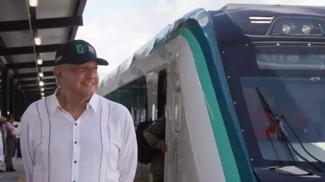Andrés Manuel López Obrador en el Tren Maya