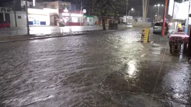 Parte de las inundaciones en la zona norte de Campeche