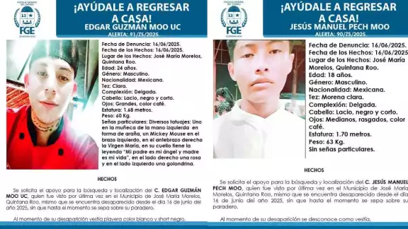 Los jóvenes fueron identificados como Jesús Manuel Pech Moo, de 18 años y Edgar Guzmán Moo Uc de 24 Los jóvenes fueron identificados como Jesús Manuel Pech Moo, de 18 años y Edgar Guzmán Moo Uc de 24