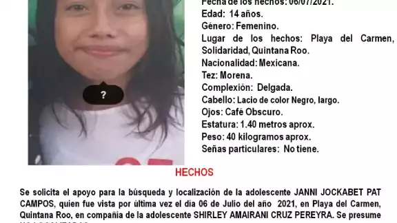La FGE pide a la ciudadanía comunicarse al número 984 8730163 en caso de contar con alguna pista de su paradero La FGE pide a la ciudadanía comunicarse al número 984 8730163 en caso de contar con alguna pista de su paradero