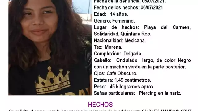 La FGE pide a la ciudadanía comunicarse al número 984 8730163 en caso de contar con alguna pista de su paradero