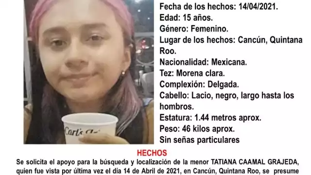 FGE activó la Alerta Amber por la adolescente extraviada en Cancún
