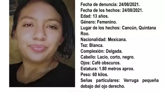 De a cuerdo a la descripción presentada por la familia, la joven  tiene una pequeña verruga debajo del ojo derecho