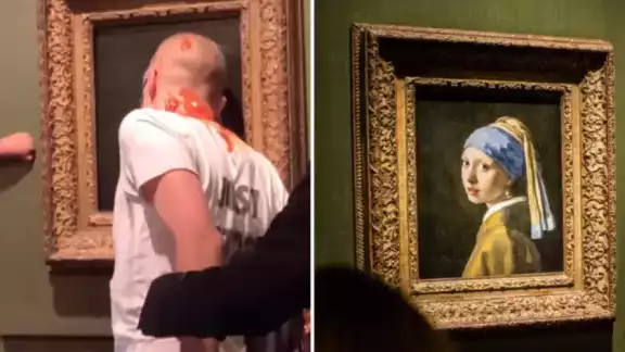 Vandalizaron la pintura "La joven de la perla" de Johannes Vermeer en un museo de La Haya. Vandalizaron la pintura "La joven de la perla" de Johannes Vermeer en un museo de La Haya.