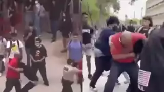 El padre peleaba con al menos 30 alumnos, antes de que la policía interviniera