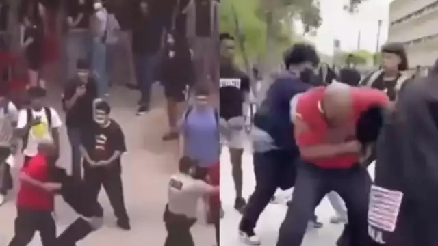 El padre peleaba con al menos 30 alumnos, antes de que la policía interviniera