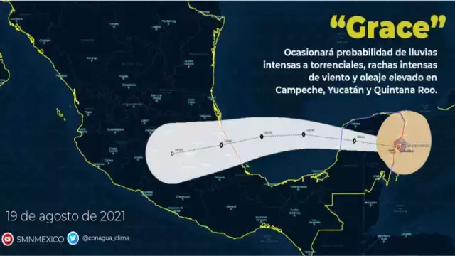 El Servicio Meteorológico Nacional, pronostica que Grace tomará fuerza en el Golfo de México causando alerta hasta Tamaulipas