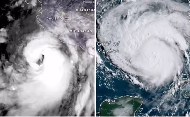 A pesar de la amenaza que representan a las población, es poco frecuente ver dos ciclones con trayectorias paralelas