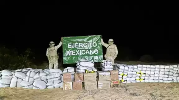 De acuerdo con las autoridades aseguraron que la droga le pertenecía al Cártel del Pacífico. Foto: Sedena De acuerdo con las autoridades aseguraron que la droga le pertenecía al Cártel del Pacífico. Foto: Sedena