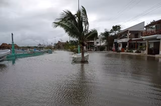 La gente permanece cerrada en sus hogares por la presencia de cocodrilos ocasionado por la inundación de vías
