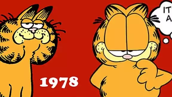 Así luce el primer diseñp de Garfield comparado con su último diseño en tv