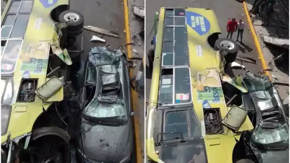En el accidente solo se registraron dos personas lesionadas, el chofer del camión y su acompañante