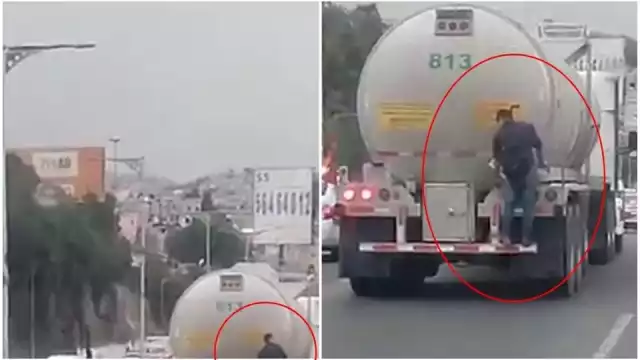 No se sabe lo que motivó a este hombre a viajar de esta manera