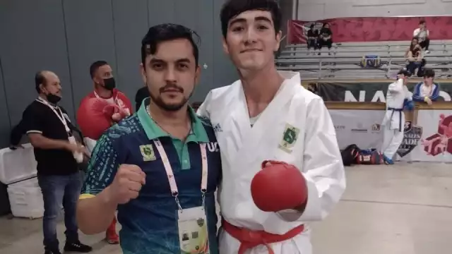 Yahir Espinoza logró llegar a la final de combate de karate en los Juegos Conade 2022. Foto: Marco Sánchez
