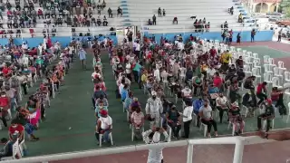 La firma de convenio se llevó a cabo el sábado por la tarde en la cancha del poblado