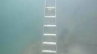 La escalera fue hallada por un buzo que limpiaba el cenote Zací en Valladolid