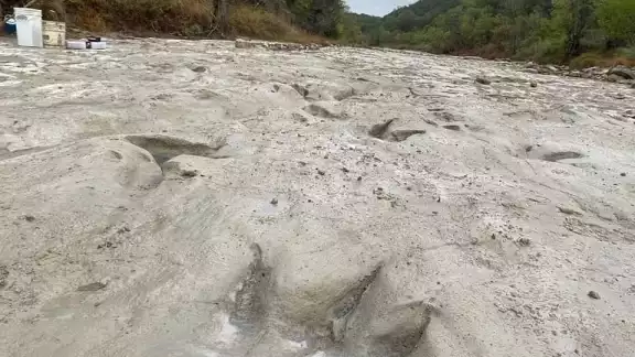 Encuentran huellas de dinosaurios en Texas tras sequía Encuentran huellas de dinosaurios en Texas tras sequía