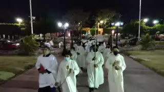 la iglesia de Nuestra Señora de las Mercedes lo recibió luego de una procesión por las calles cercanas a la parroquia