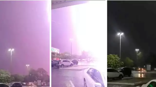 Cae rayo cerca de supermercado en Cancún