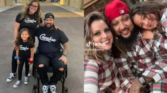 Padre en silla de ruedas baila con su hija Padre en silla de ruedas baila con su hija