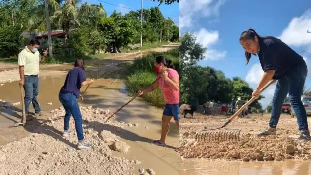 La Munícipe carrilloportense, Mary Hernández, acudió con otros funcionarios municipales hasta el sitio de la obra