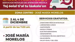 Servicios gratuitos en “Salud para Todos": ¿Cuáles son las próximas fechas en José María  Morelos?