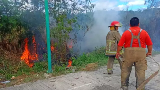 La quema de basura en un predio de la colonia 10 de Mayo ocasionó un incendio que puso en riesgo a las viviendas cercanas