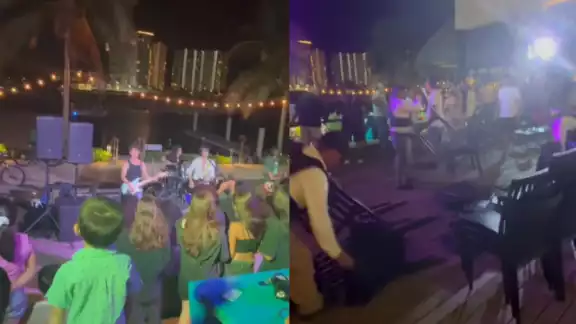 En el video se puede ver a familias disfrutando del evento, para después ser retirados con todo y sillas En el video se puede ver a familias disfrutando del evento, para después ser retirados con todo y sillas