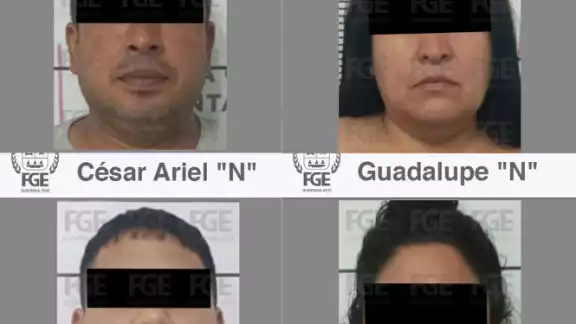 Los detenidos fueron identificados como Francisco Javier “N”, César Ariel “N”, Guadalupe “N” y Dora María “N” Los detenidos fueron identificados como Francisco Javier “N”, César Ariel “N”, Guadalupe “N” y Dora María “N”
