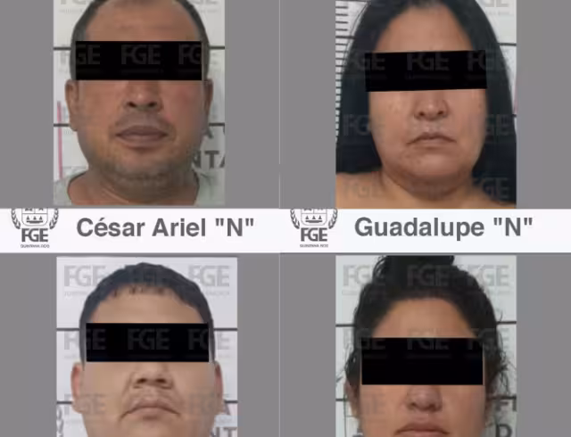 Los detenidos fueron identificados como Francisco Javier “N”, César Ariel “N”, Guadalupe “N” y Dora María “N”