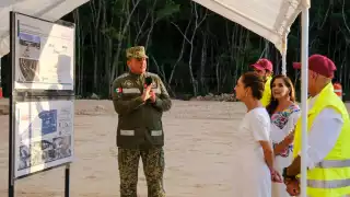 La Presidenta supervisa en su visita a Quintana Roo las obras del Tren Maya.