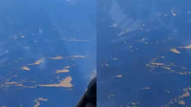 Desde una avioneta, se pudo grabar como el sargazo avanzaba a las costas de la Riviera Maya