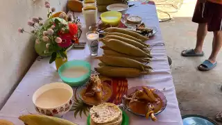Ofrendas y comida casera: ritual familiar agradece bendiciones agrícolas